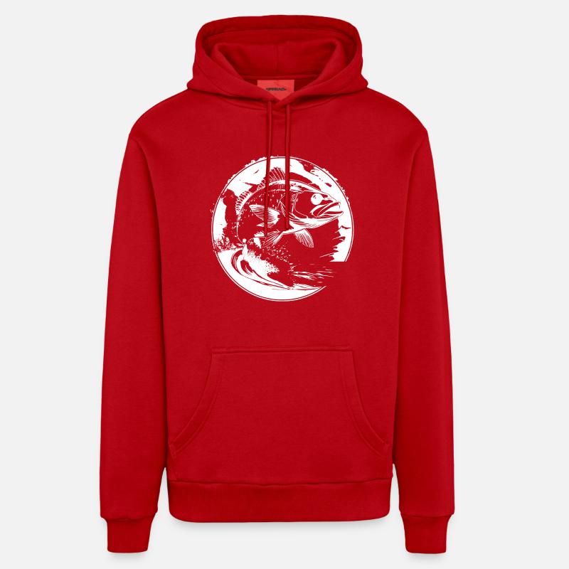 Graphique de poisson - Sweat à capuche bio décontracté fabriqué en UE - rouge