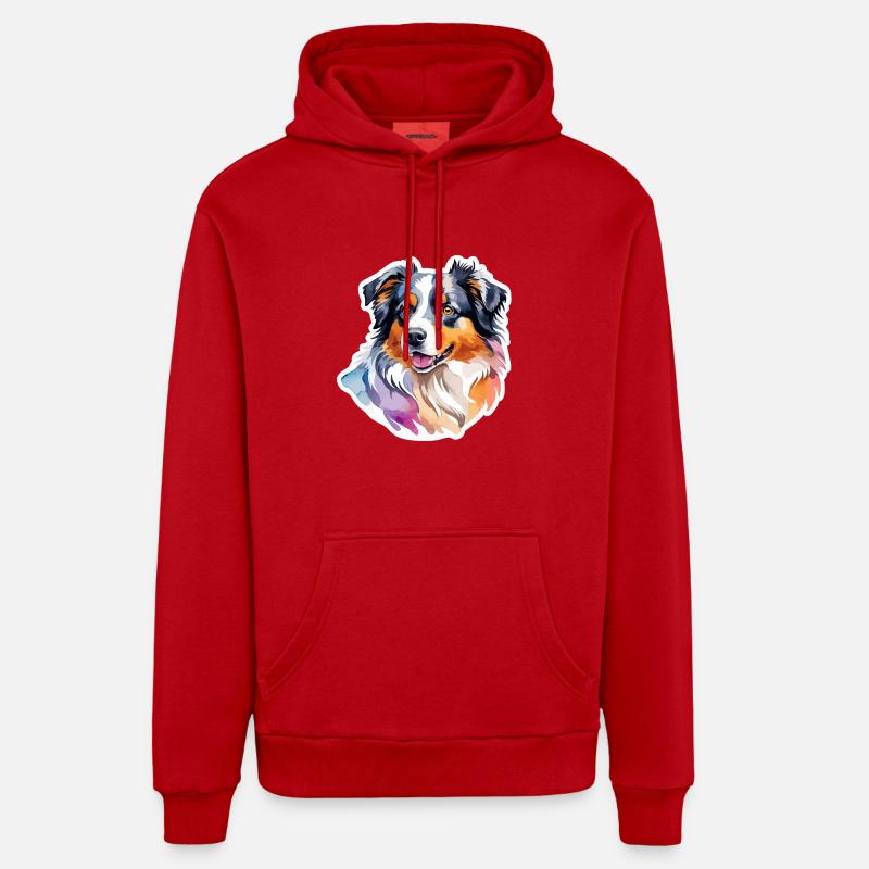 Berger Australien Aquarelles - Sweat à capuche bio décontracté fabriqué en UE - rouge