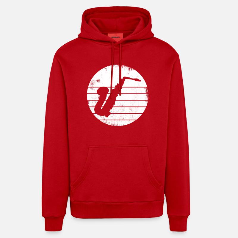 Dessin de saxophone - Sweat à capuche bio décontracté fabriqué en UE - rouge