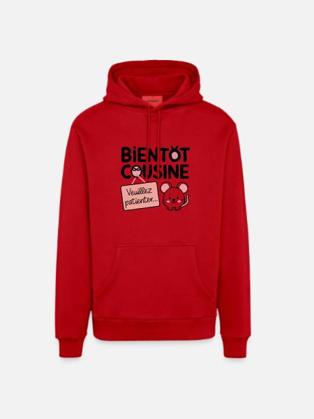soon cousin please wait - Organic Relaxed Hoodie Made in EU - red