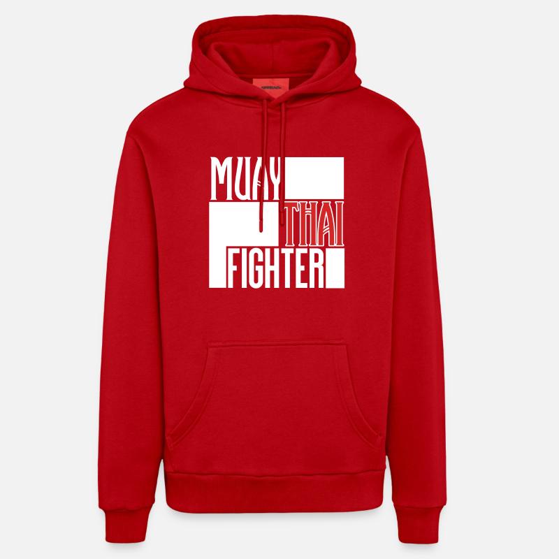 Combattant de Muay Thai - Sweat à capuche bio décontracté fabriqué en UE - rouge