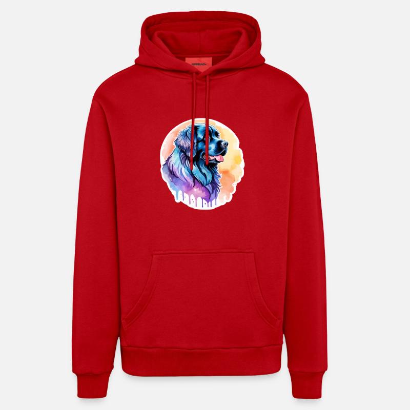 Aquarelles de Terre-Neuve - Sweat à capuche bio décontracté fabriqué en UE - rouge
