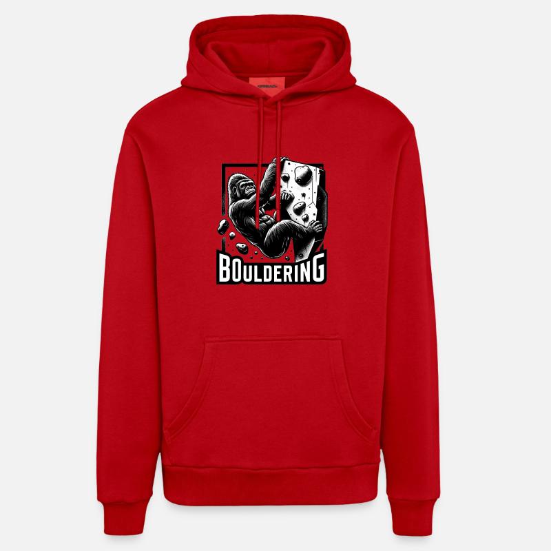 Bouldering Gorilla Silverback Cadeau - Sweat à capuche bio décontracté fabriqué en UE - rouge