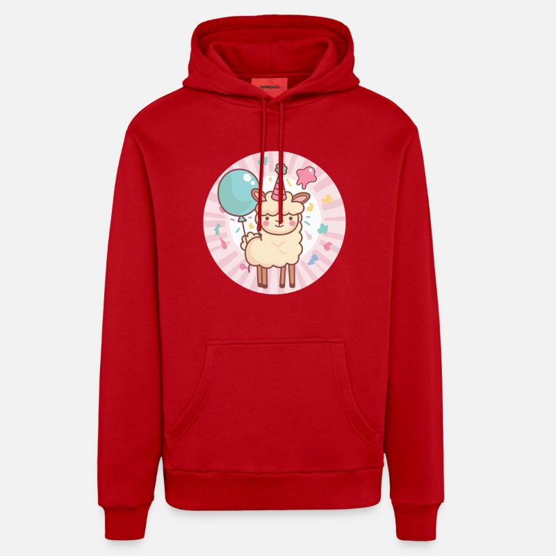 Alpaga Lama Anniversaire Bébé - Sweat à capuche bio décontracté fabriqué en UE - rouge