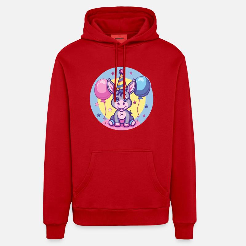 Âne Anniversaire Bébé - Sweat à capuche bio décontracté fabriqué en UE - rouge