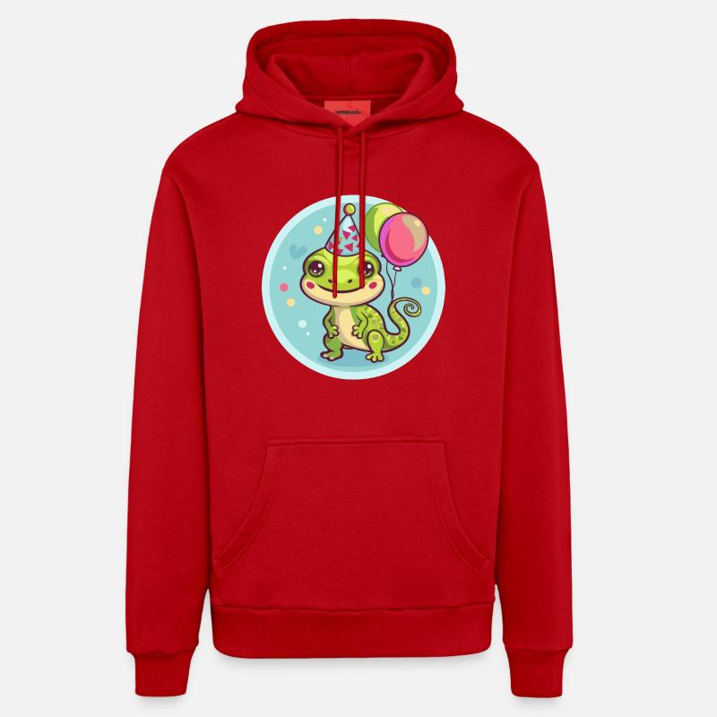 Lézard Anniversaire Bébé - Sweat à capuche bio décontracté fabriqué en UE - rouge