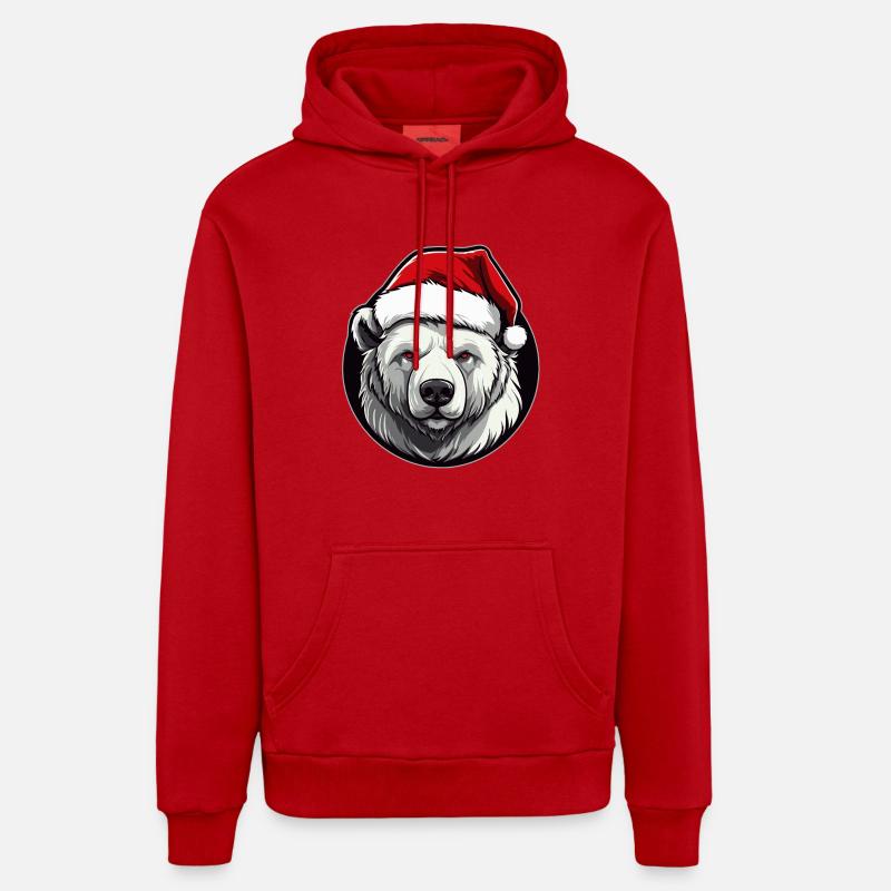 Noël de l’ours polaire - Sweat à capuche bio décontracté fabriqué en UE - rouge
