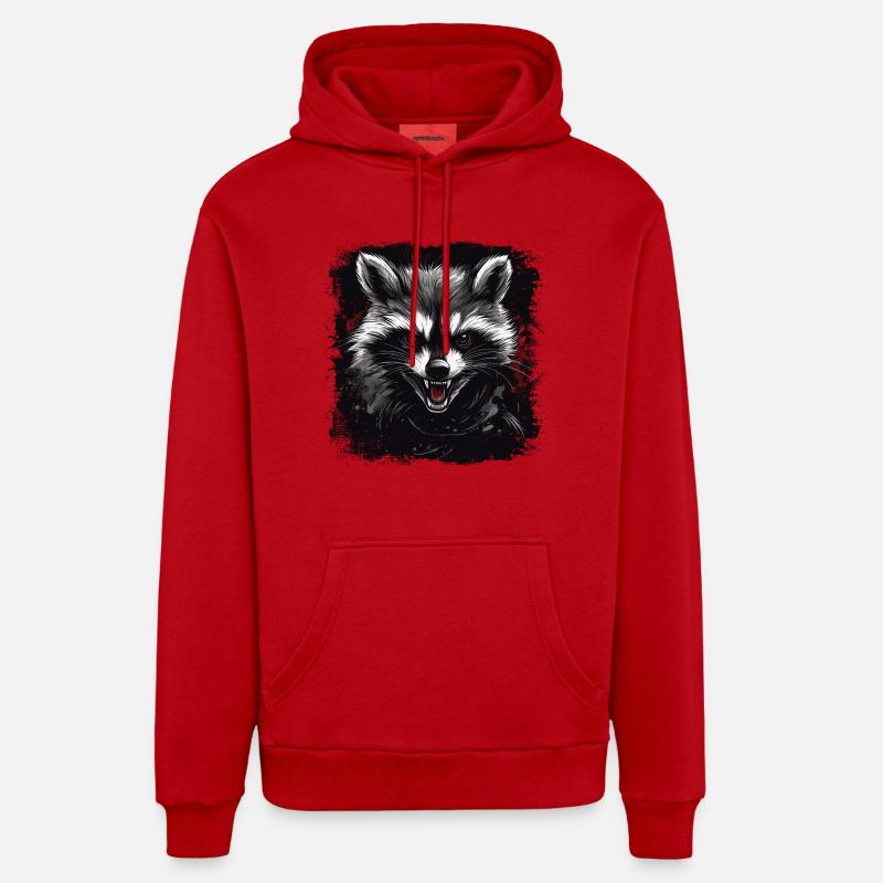 raton laveur en colère - Sweat à capuche bio décontracté fabriqué en UE - rouge