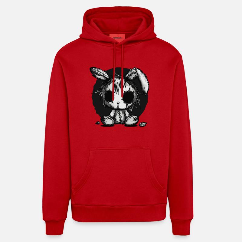 Mignon lapin effrayant - Sweat à capuche bio décontracté fabriqué en UE - rouge
