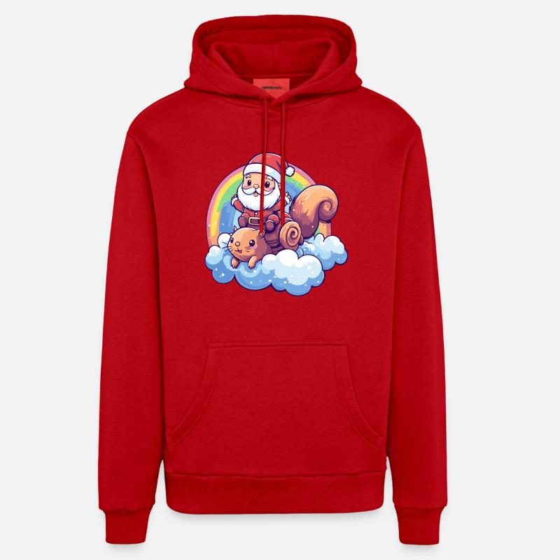 Eichhörnchen Weihnachtsmann Regenbogen - Organic Relaxed Hoodie Made in EU - Rot