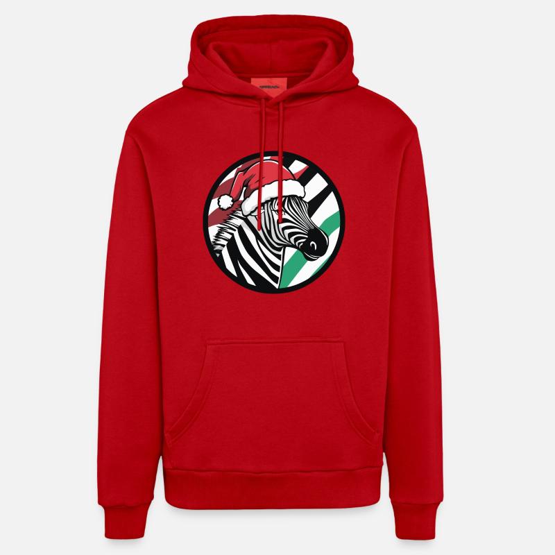 Noël Zèbre Noël - Sweat à capuche bio décontracté fabriqué en UE - rouge