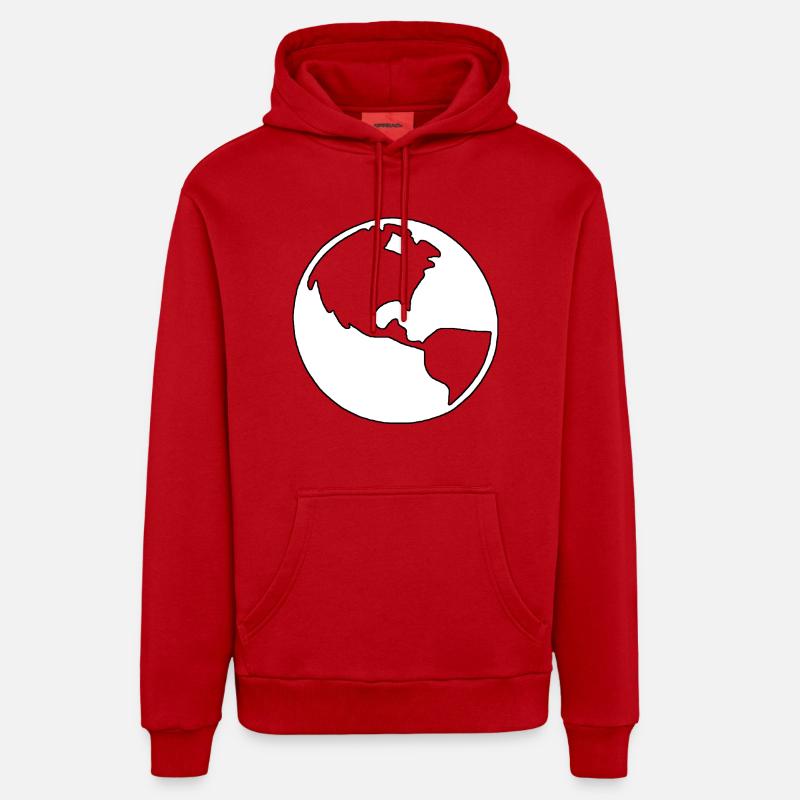 Silhouette du globe terrestre - Sweat à capuche bio décontracté fabriqué en UE - rouge