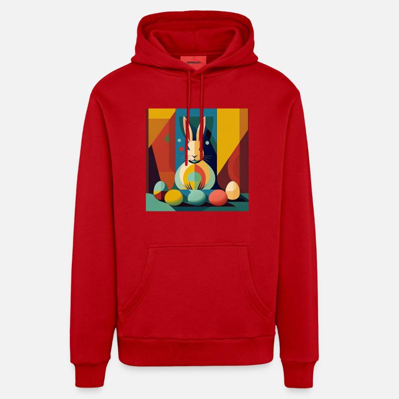 Lapin de Pâques n° 01 - Sweat à capuche bio décontracté fabriqué en UE - rouge