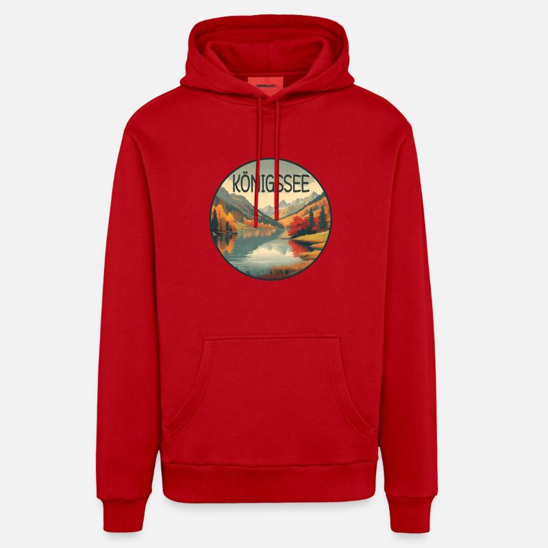Koenigssee retro bergsee - Sweat à capuche bio décontracté fabriqué en UE - rouge