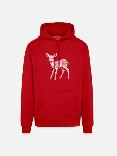 Faon - Sweat à capuche bio décontracté fabriqué en UE - rouge