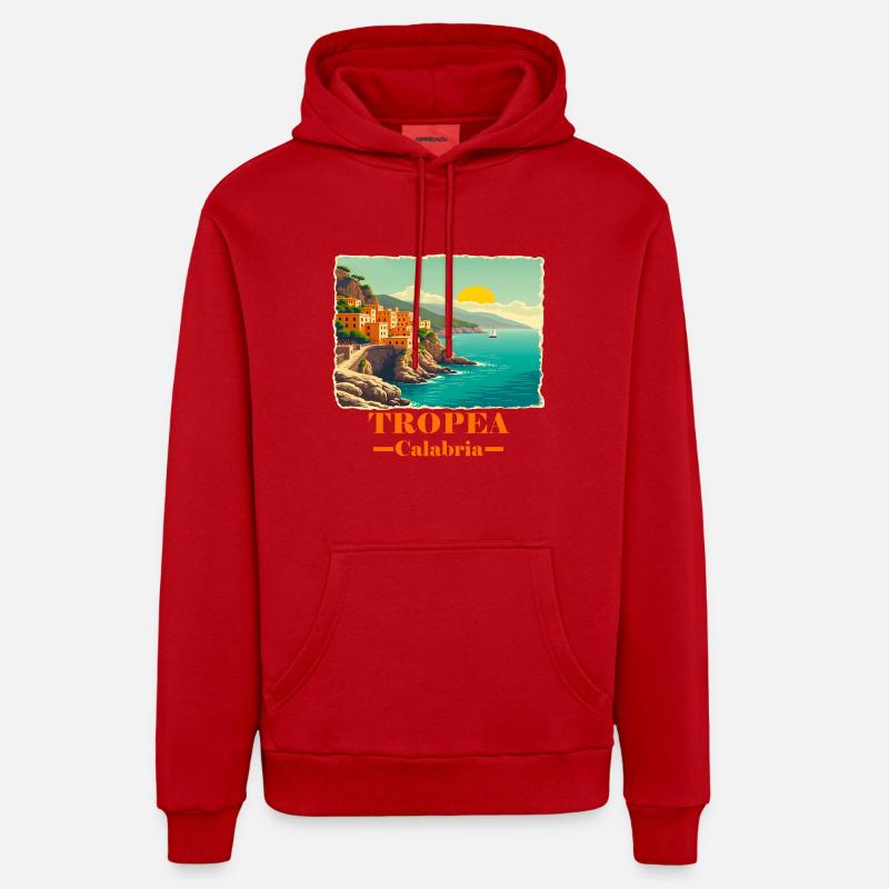 Tropea Calabria orange - Organic Relaxed Hoodie Made in EU - red