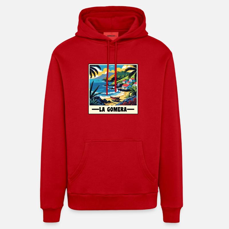 La Gomera - Sweat à capuche bio décontracté fabriqué en UE - rouge