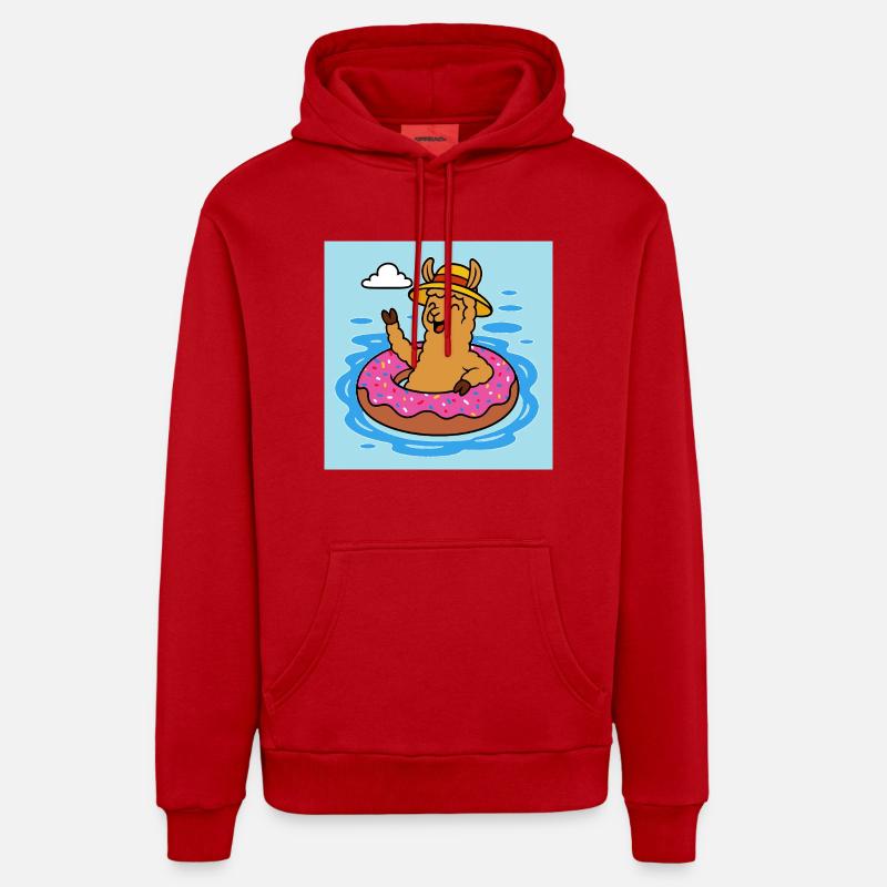 Bande dessinée Alpaga mignon - Sweat à capuche bio décontracté fabriqué en UE - rouge