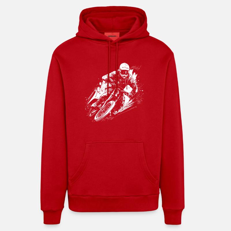 Dessin de motard BMX - Sweat à capuche bio décontracté fabriqué en UE - rouge