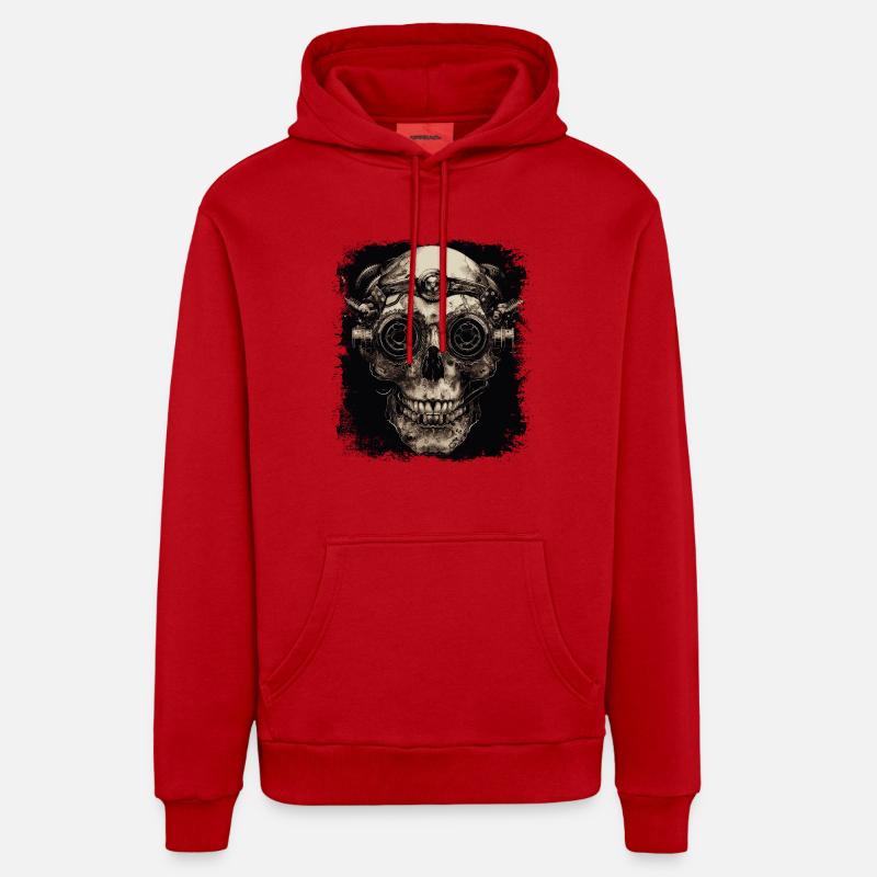Crâne de zombie steampunk - Sweat à capuche bio décontracté fabriqué en UE - rouge