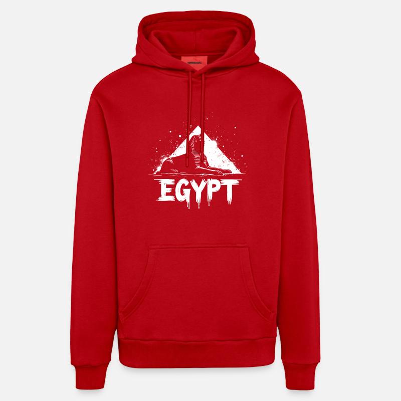 Pyramide du Sphinx d’Égypte - Sweat à capuche bio décontracté fabriqué en UE - rouge