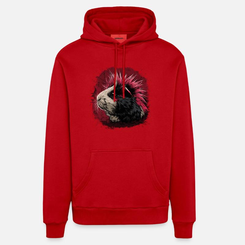 Cochon d’Inde Punk - Sweat à capuche bio décontracté fabriqué en UE - rouge