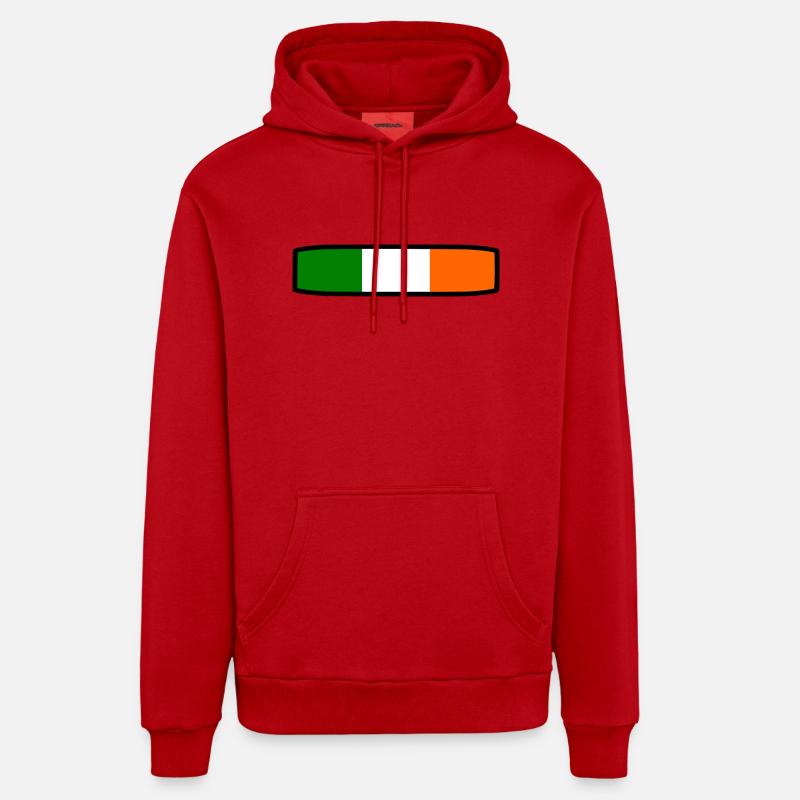 Drapeau de l'Irlande - Sweat à capuche bio décontracté fabriqué en UE - rouge