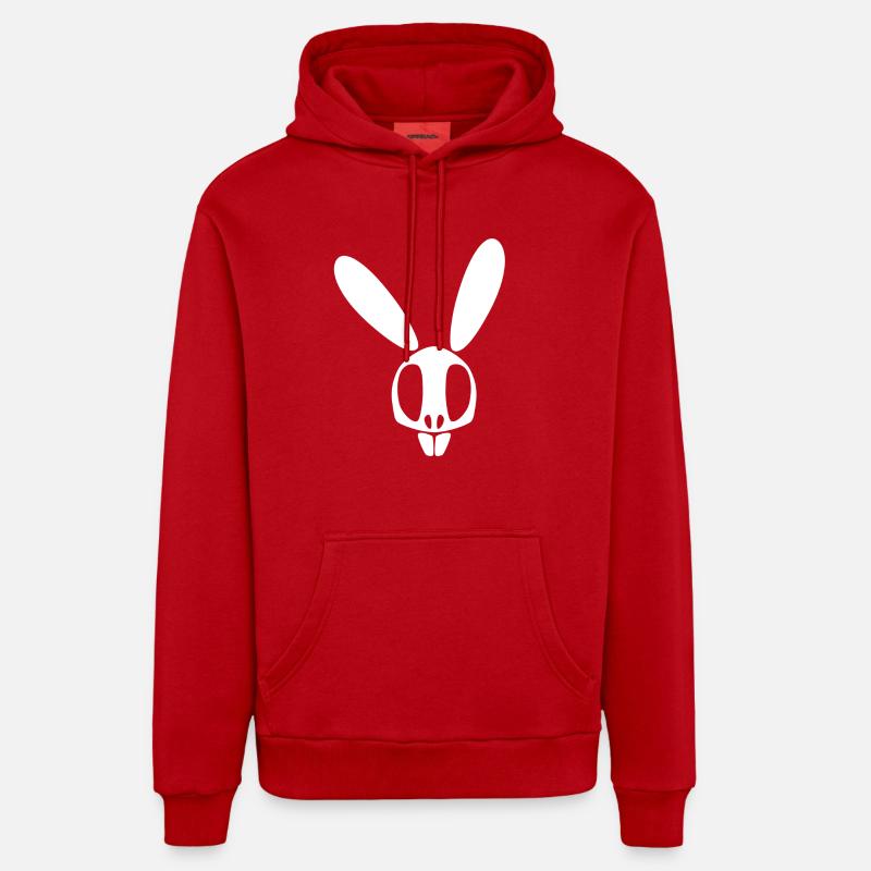Lapin crâne blanc - Sweat à capuche bio décontracté fabriqué en UE - rouge