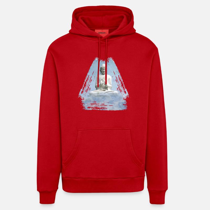 buddha 1 - Sweat à capuche bio décontracté fabriqué en UE - rouge