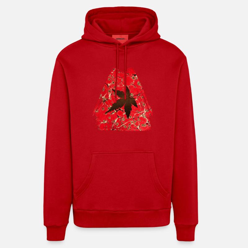 Feuille d’automne E 245 - Sweat à capuche bio décontracté fabriqué en UE - rouge