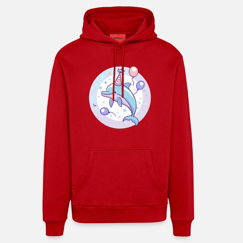 Dauphin Anniversaire Bébé - Sweat à capuche bio décontracté fabriqué en UE - rouge