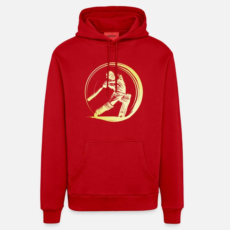 Homme de cricket - Sweat à capuche bio décontracté fabriqué en UE - rouge