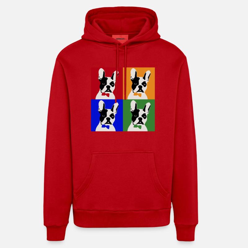 Bouledogue français Art Motif - Sweat à capuche bio décontracté fabriqué en UE - rouge