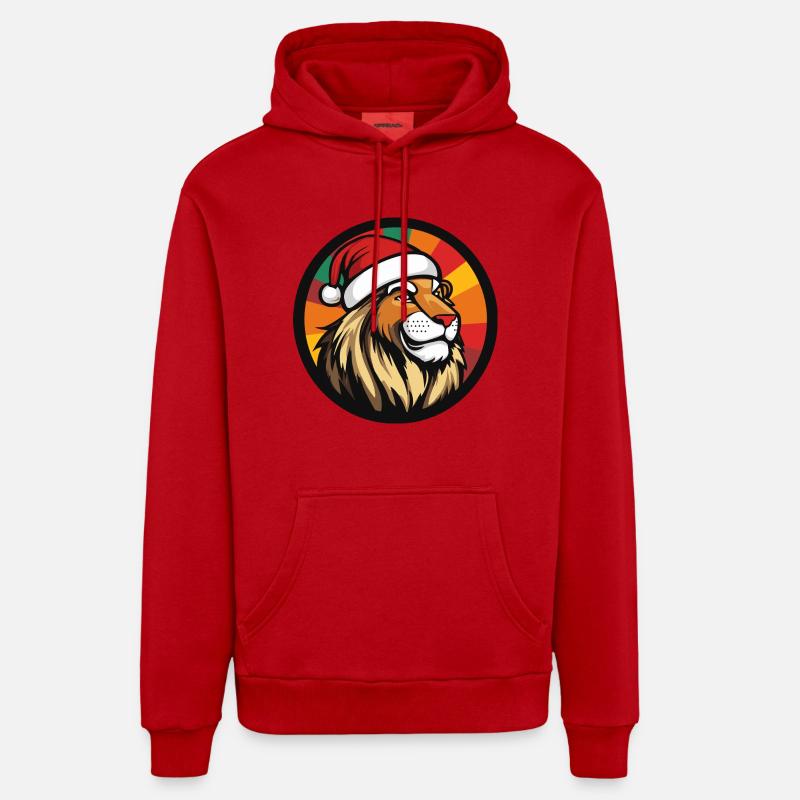 Noël Lion Noël - Sweat à capuche bio décontracté fabriqué en UE - rouge