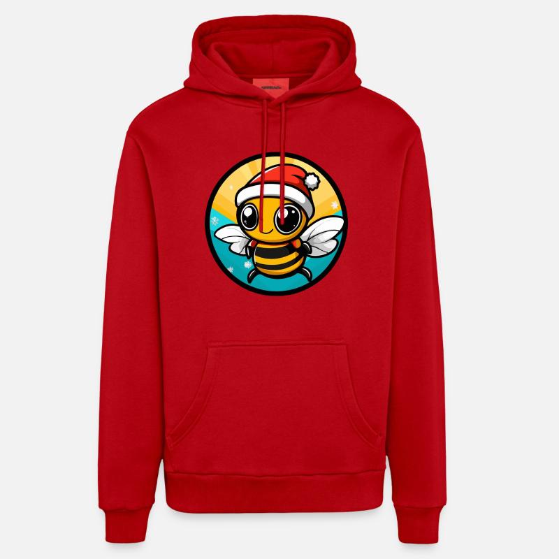 Noël abeille Noël - Sweat à capuche bio décontracté fabriqué en UE - rouge
