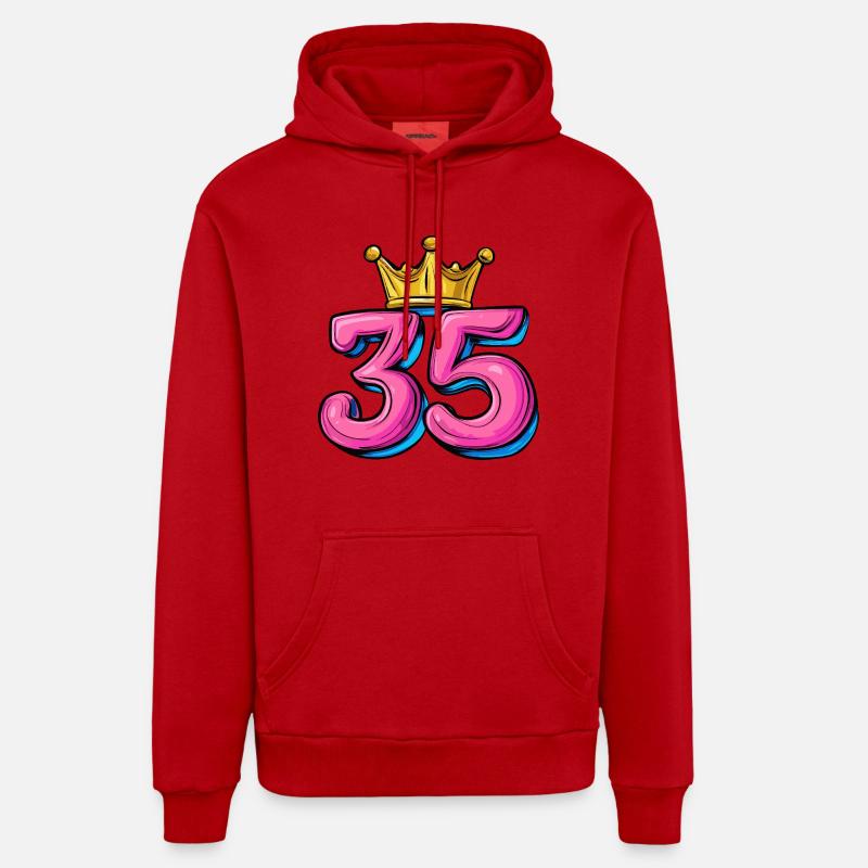 Couronne à 35 chiffres - Sweat à capuche bio décontracté fabriqué en UE - rouge