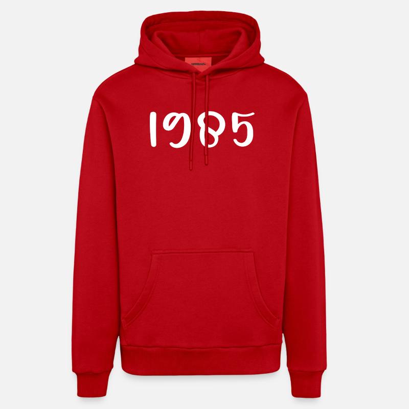 1985 Anniversaire 1985 - Sweat à capuche bio décontracté fabriqué en UE - rouge