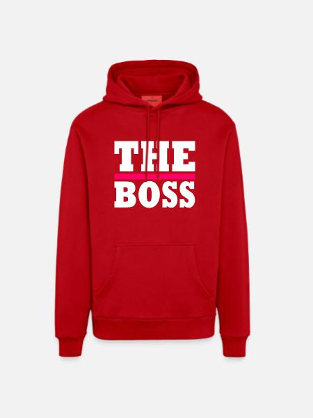 The boss - Sweat à capuche bio décontracté fabriqué en UE - rouge