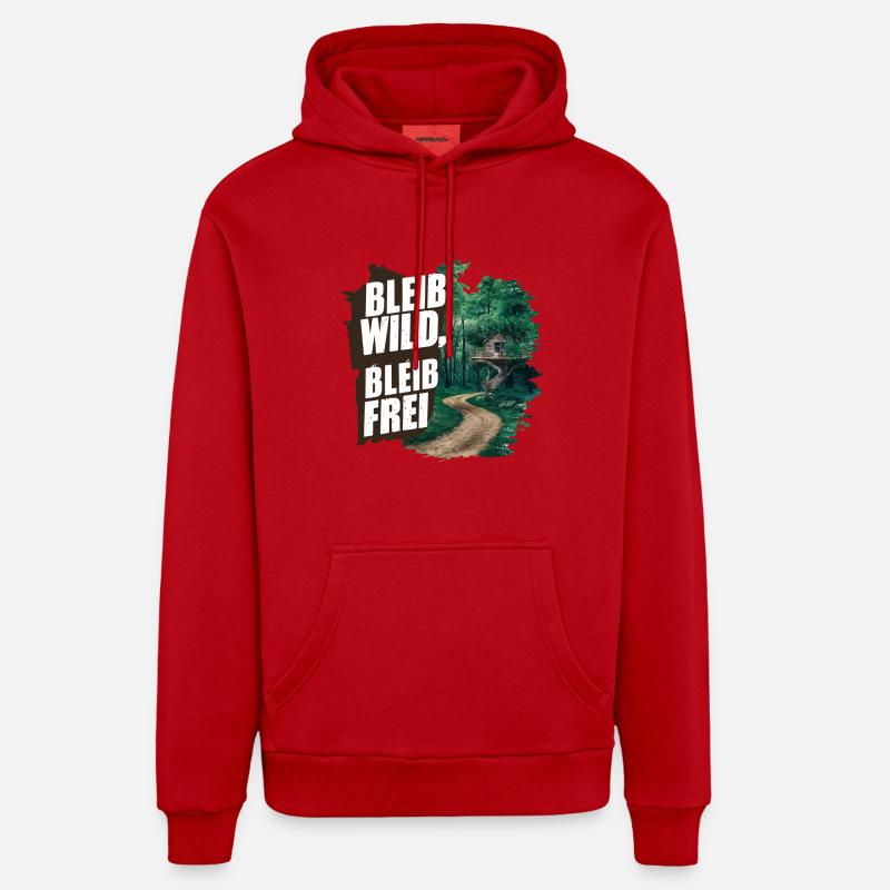 Restez sauvage, restez libre - Sweat à capuche bio décontracté fabriqué en UE - rouge