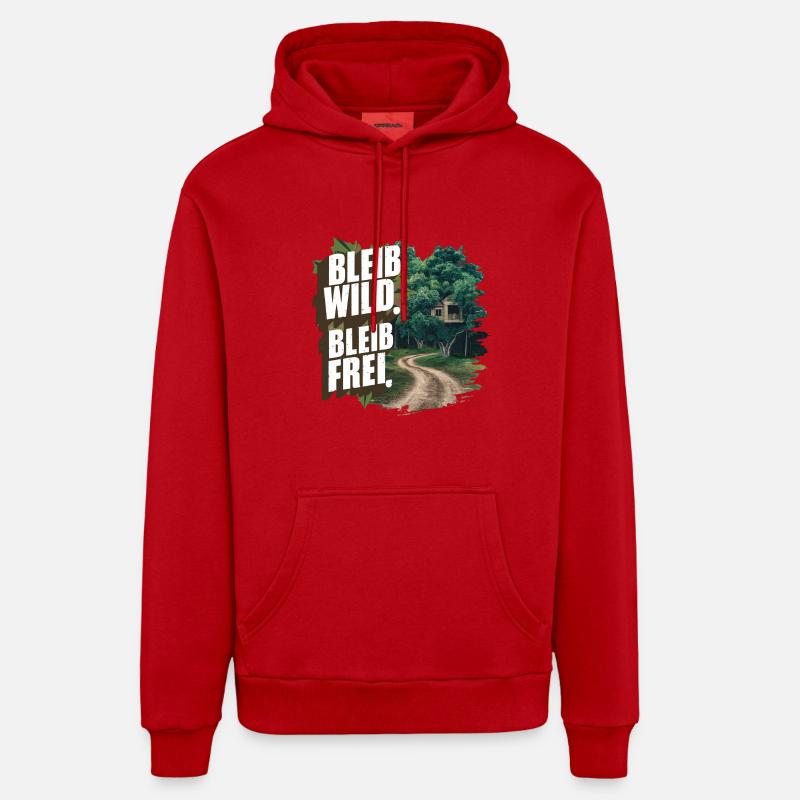 Restez sauvage, restez libre - Sweat à capuche bio décontracté fabriqué en UE - rouge