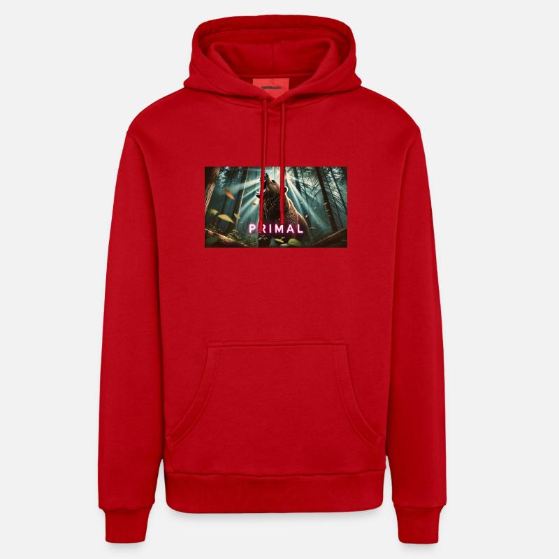 PRIMAL OURS - Sweat à capuche bio décontracté fabriqué en UE - rouge