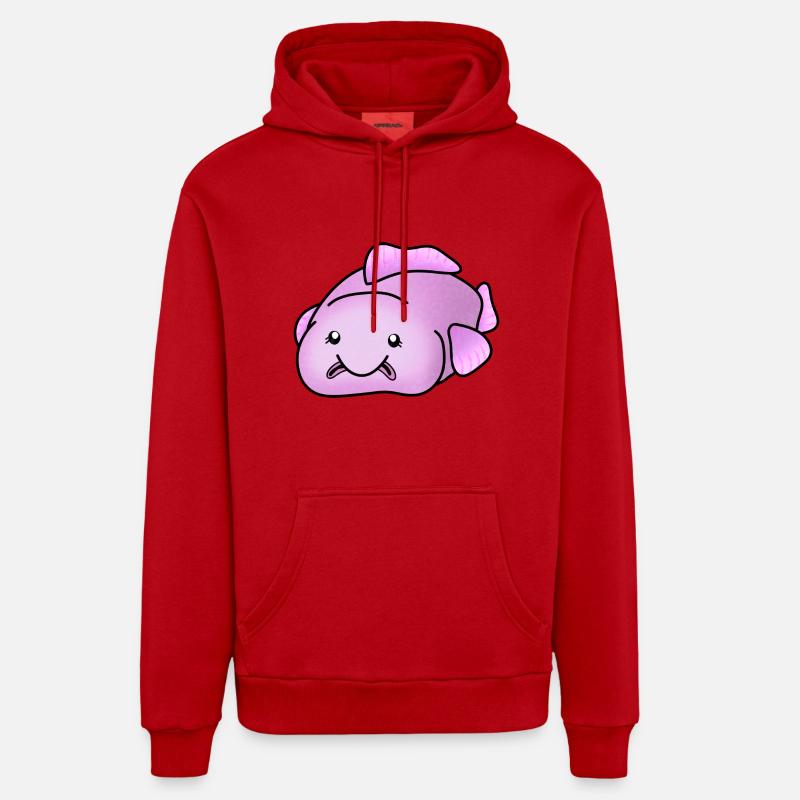 Blobfish, mignon poisson moche - Sweat à capuche bio décontracté fabriqué en UE - rouge