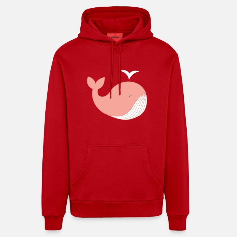 Baleine pas! - Sweat à capuche bio décontracté fabriqué en UE - rouge