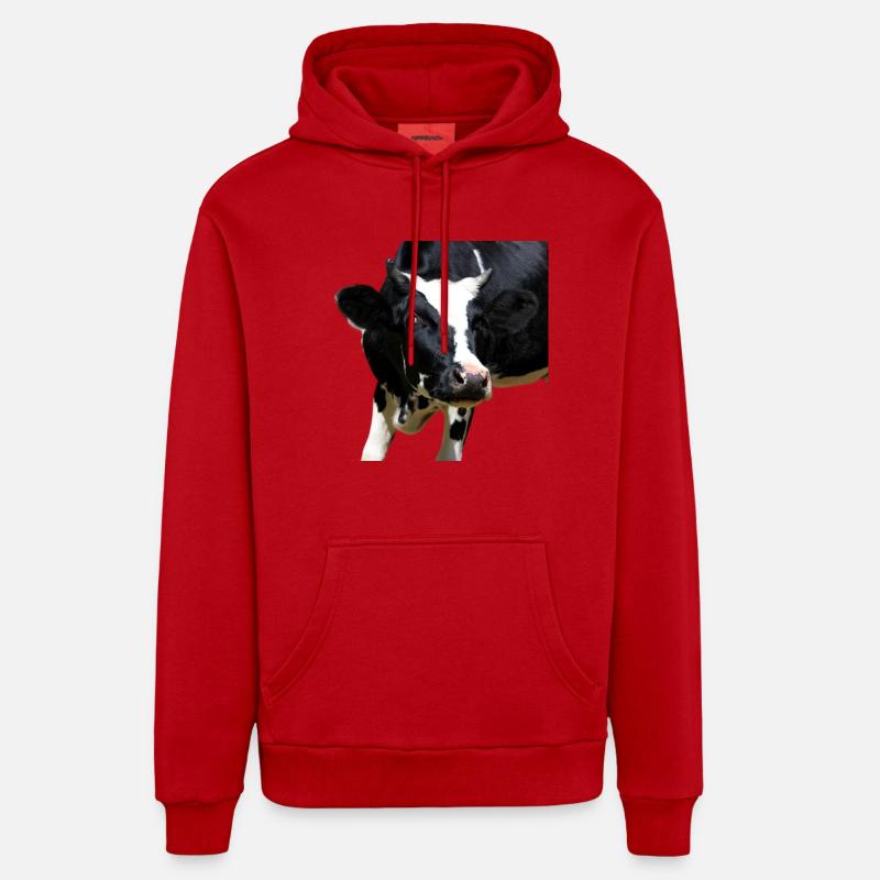 tête de vache drôle - Sweat à capuche bio décontracté fabriqué en UE - rouge