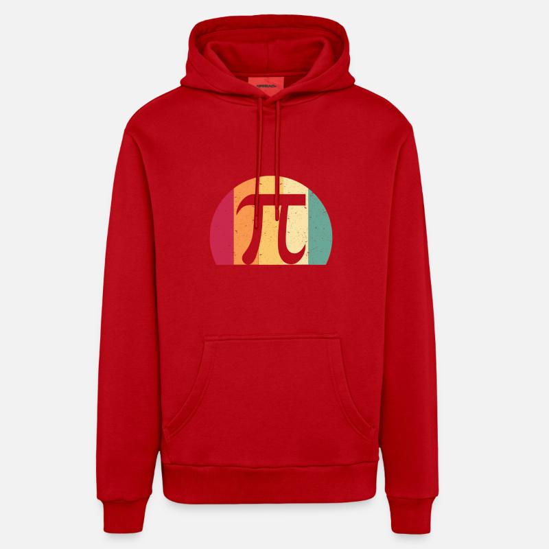 Pi Retro Vintage Math Teacher Mathematician - Sweat à capuche bio décontracté fabriqué en UE - rouge