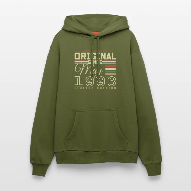 Cadeau Anniversaire Mai 1993, Gift May 1993 Sweat à capuche bio décontracté fabriqué en UE