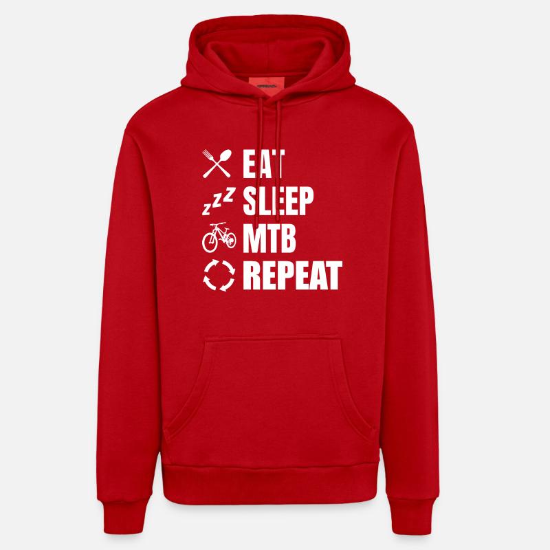 Eat Sleep MTB Repeat - Sweat à capuche bio décontracté fabriqué en UE - rouge