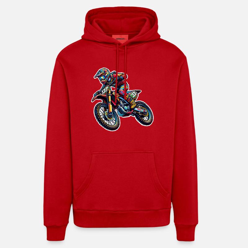 Motocross - Sweat à capuche bio décontracté fabriqué en UE - rouge