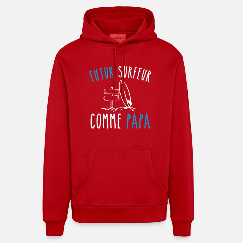 futur surfeur comme papa - Sweat à capuche bio décontracté fabriqué en UE - rouge