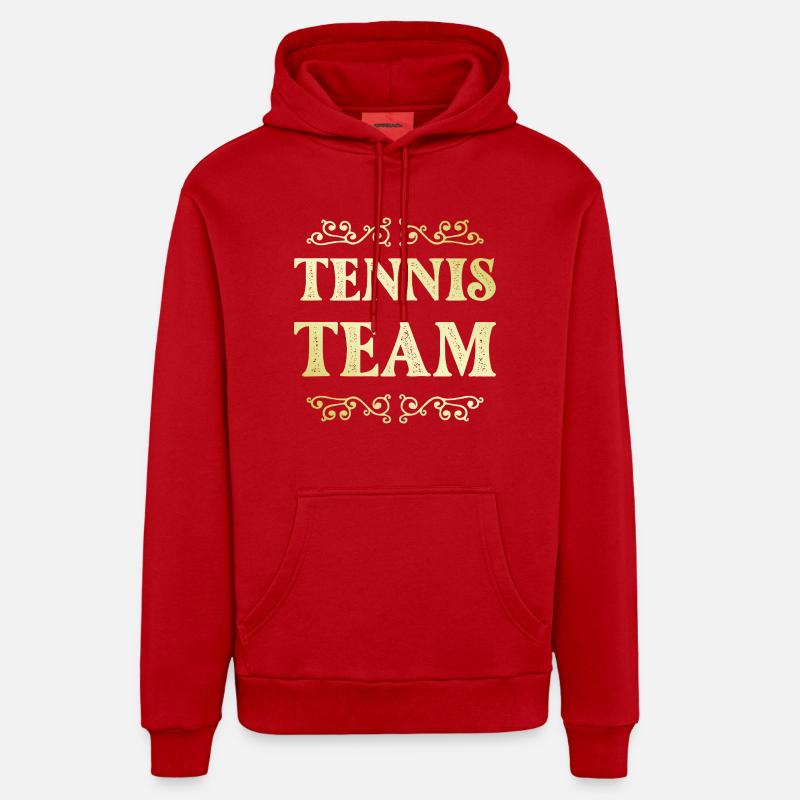 Équipe de tennis - Sweat à capuche bio décontracté fabriqué en UE - rouge